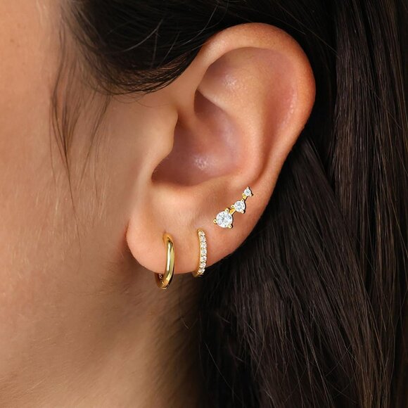 Gold Earrings for Women Trendy 14k Gold Plated Earrings Set Dainty Gold Stud - Picture 8 of 8